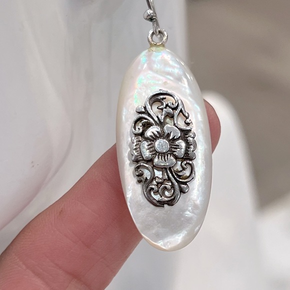 Mother Of Pearl Sterling Silver Dangle Earrings - Picture 5 of 10